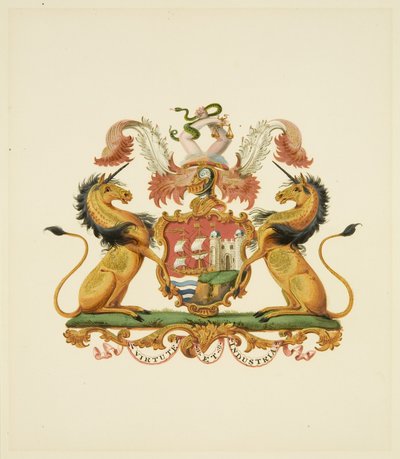 布里斯托尔市纹章，约 1830 年（铅笔和水彩纸） 作者 布雷肯里奇小姐（attr.to）