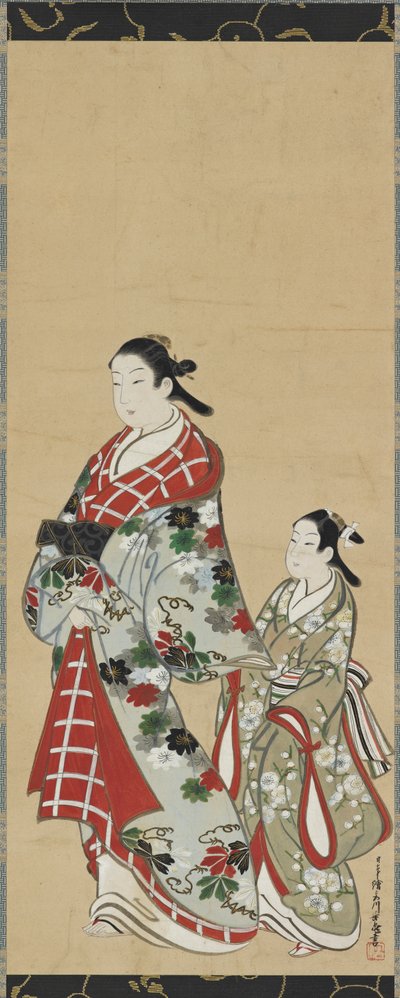 俞卓和她的替身神罗，江户时期，1615-1868。 作者 宫川长纪