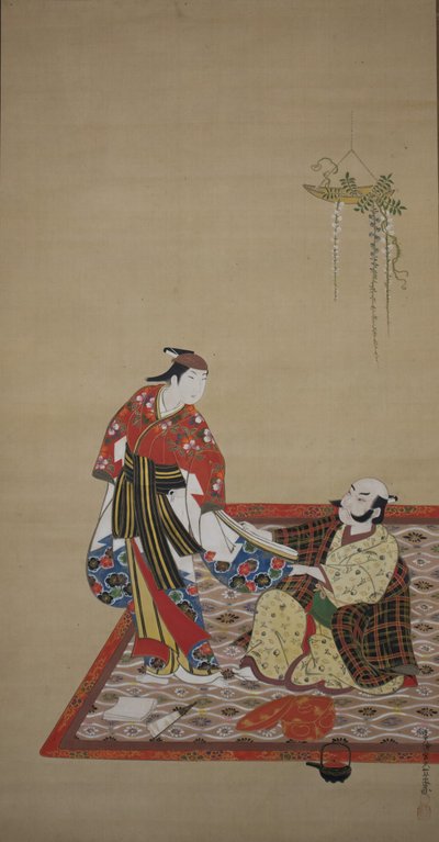 武士和若水布施到若水，18世纪初。 作者 宫川一章