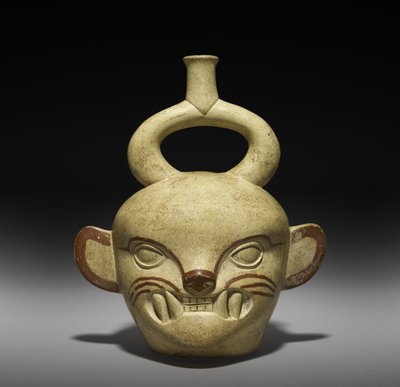 猫头形容器，公元100-800年（带防滑的陶器） 作者 莫切莫切