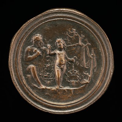 雕刻丘比特雕像的雕塑家，15世纪末至16世纪初。 作者 Moderno