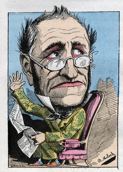 Touchatout的 "Le Trombinoscope "中一个19世纪馆长的寓言，B. Moloch于1882年（1849-1909）创作的漫画。私人收藏。 作者 主宰