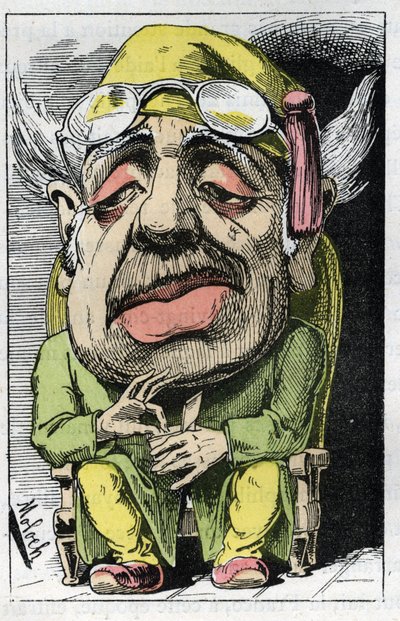 Touchatout的 "Le Trombinoscope "中19世纪绿帽子的寓意，B. Moloch1882年（1849-1909）的漫画。私人收藏。 作者 主宰