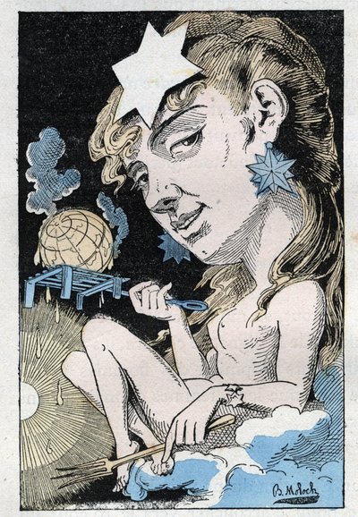 Touchatout的 "Le Trombinoscope "中的热浪寓意，B. Moloch于1882年（1849-1909）创作的漫画。私人收藏。 作者 主宰