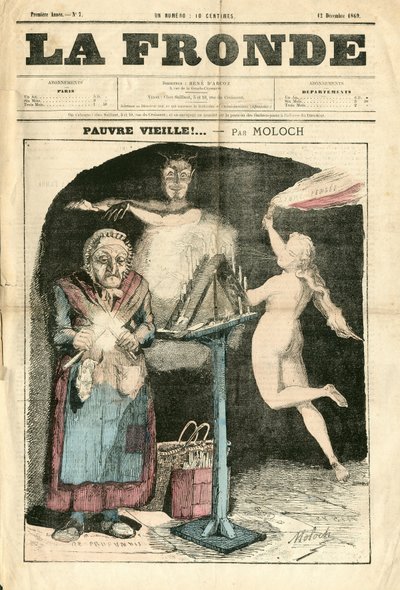 La Fronde (1869-1870)》的封面，第7号，彩色讽刺画。 作者 主宰