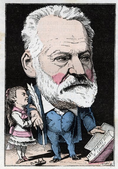 法国作家维克多-雨果（1802-1885）在Touchatout的 "Le Trombinoscope "中的肖像，B. Moloch于1882年创作的漫画（1849-1909）。私人收藏。 作者 主宰