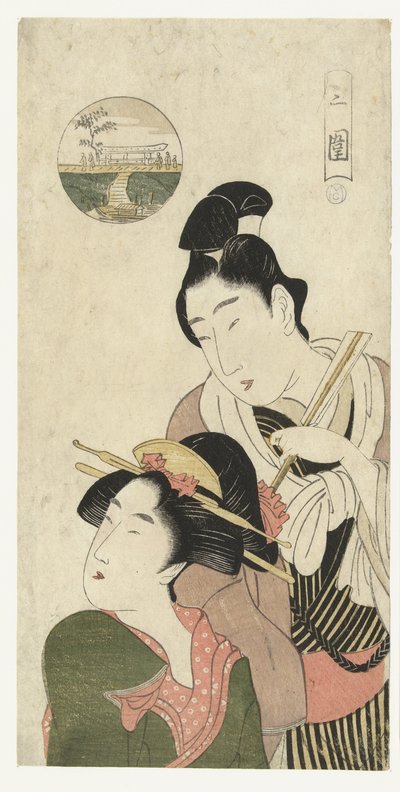 参观 Mimeguri 时的男女反思
米姆古里（物体上的标题） 作者 Momokawa Choki（归属于）