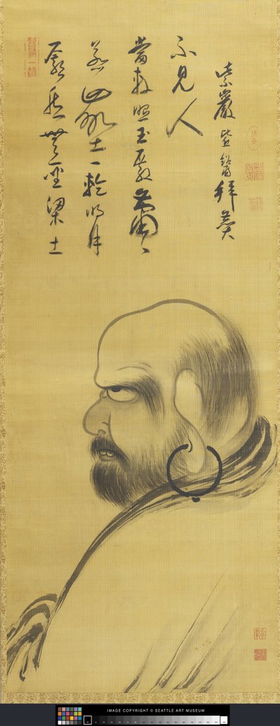 达莫（达鲁玛）肖像（绢本水墨画） 作者 卓风行觉和尚
