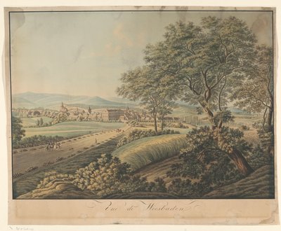威斯巴登的视图 Vue de Wiesbaden（物体上的标题） 作者 Monogrammist DS（雕刻师）
