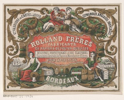 波尔多造纸商 Rolland Frères 的名片 作者 Monogrammist PC（平版印刷）