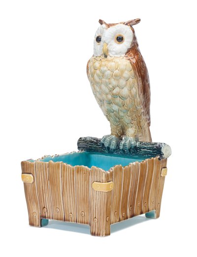 Majolica Owl Jardiniere，约1875年 作者 Moore and Co. TC Brown Westhead