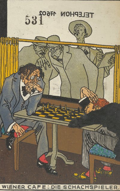 维也纳咖啡馆：国际象棋选手 维也纳咖啡馆：国际象棋选手，1911年。 作者 莫里茨荣格