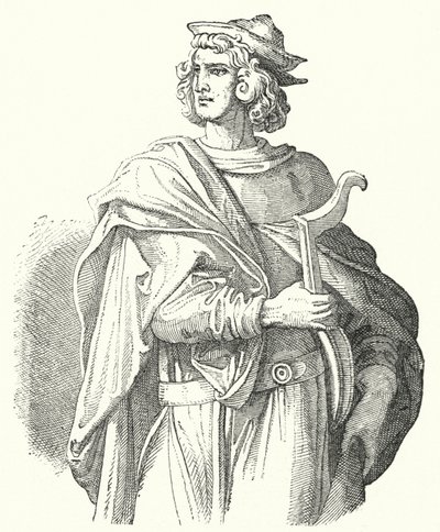 Walther von der Vogelweide，中高级德语抒情诗人（雕刻）。 作者 莫里茨·路德维希·冯·施温德