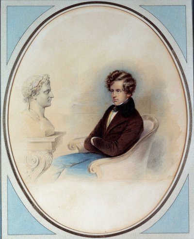 罗马国王拿破仑二世，莱希施塔特公爵（1811-1832），拿破仑一世皇帝（1769-1821）的儿子，在其父亲的半身像前的画像 莫里茨-迈克尔-达芬格（1790-1849）19世纪私人收藏 作者 莫里茨·迈克尔·达芬格