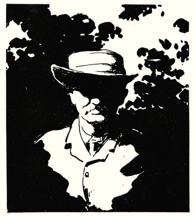 Cecil J Rhodes 在他的花园里，Kenilworth，金伯利（石版画） 作者 Mortimer Ludington Menpes