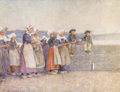 观察渔船队，康卡尔诺（彩色石版画） 作者 Mortimer Ludington Menpes