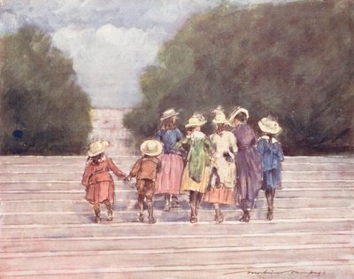 世界儿童：法语，《杜乐丽花园》（彩色石印版） 作者 Mortimer Ludington Menpes