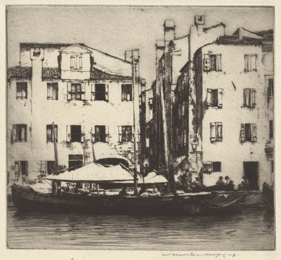 运河上的船只，威尼斯岛 作者 Mortimer Menpes