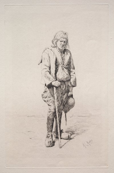拄拐杖的男子 作者 Mortimer Menpes