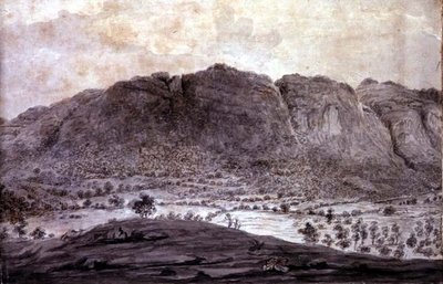 德温特水和凯斯维克谷的全景，山的细节，约1772年（纸上铅笔和水墨）（见92086-90）。 作者 摩西 (attr. To) 格里菲斯