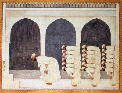 Folio.38a一个清真寺的大亨王子带领星期五祈祷来自莫卧儿大片Clive Album，1720 作者 莫卧儿学校