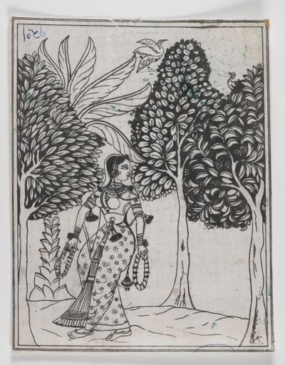 Kamod Ragini，1605-1610（纸上墨水） 作者 莫卧儿学校