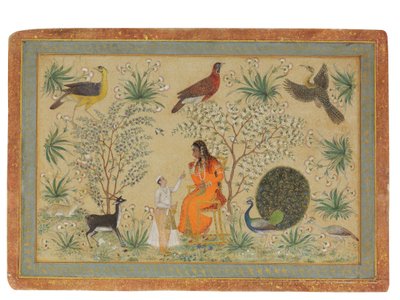 花园中的贵族女人，约1740年 作者 莫卧儿学校