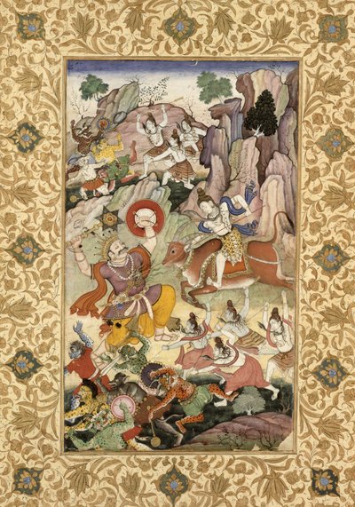 湿婆杀死恶魔安达卡，约 1585-90 年 作者 莫卧儿学校
