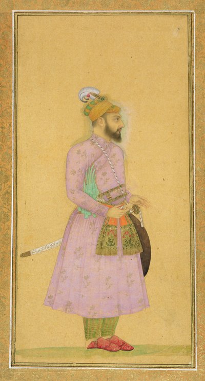 来自小克莱夫专辑的莫卧儿王子的身影，c.1630-40（纸上水粉和wc） 作者 莫卧儿学校