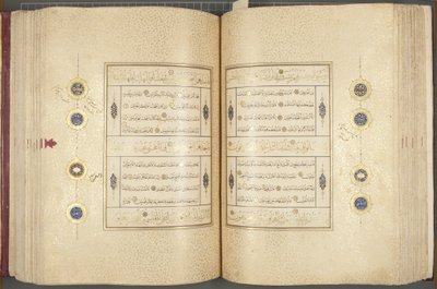Fol 137 verso 183 recto，Timurid Quran，1441（纸上墨水和黄金） 作者 Muhammad Mumin Abdallah Al Murwand