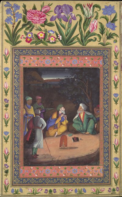 夜间聚会》，戴维斯专辑中的对开本，日期为1664-65。 作者 Muhammad Zaman