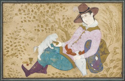 有狗的年轻人，1673年 作者 穆因·穆萨维维尔（Muin Musavvir）