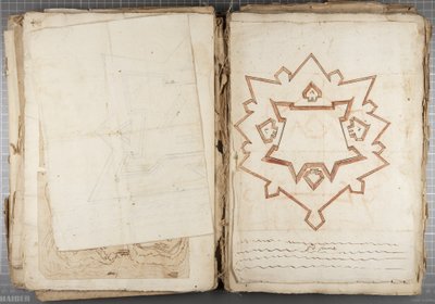 Urbino和其他人的Mutio Oddi绘画作品集 -  Po Fume，c.1635-40（装订卷纸上的钢笔和墨水） 作者 穆齐奥·奥迪