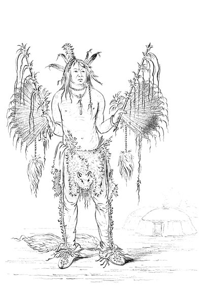 1841年，一个美洲原住民男子的画像。 作者 迈尔斯公司