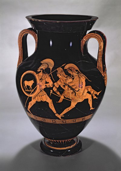 阁楼红图肚子双耳瓶描绘了与忒修斯和Pirithous绑架Antiope，c.500-490 BC（陶器） 作者 迈森