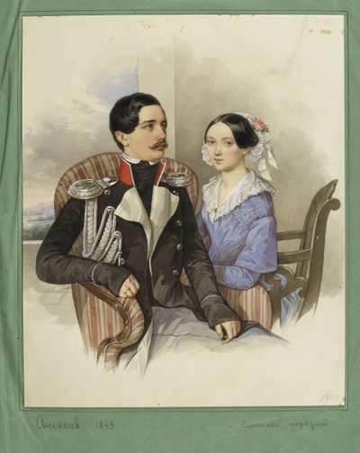 詹姆斯·卡洛维奇·西维尔斯伯爵（1818-1865）和维拉·米哈伊洛夫娜伯爵夫人的肖像1818-1865，1843年 作者 NM阿列克谢耶夫