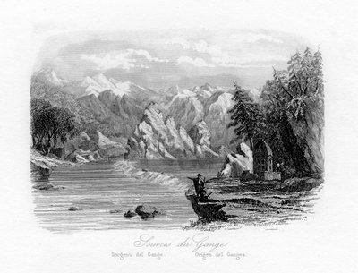 恒河的起源，印度，c1840 作者 雷蒙德