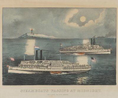 Steamboats Passing at Midnight On Long Island Sound 作者 库里尔和艾夫斯