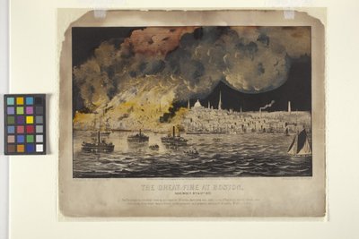 波士顿大火（手绘石版画） 作者 N. 和 Ives JM (1824 95) 库里尔