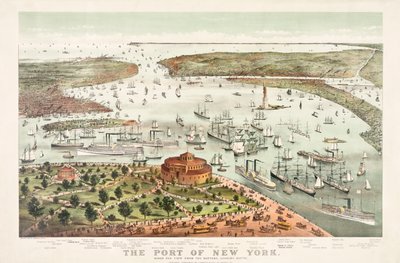 柯里尔与艾夫斯的《纽约港》（The Port of New York）。 作者 库里尔和艾夫斯