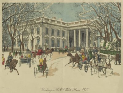 The White House, Washington D.C. 1877 (colour lithograph) 作者 库里尔和艾夫斯