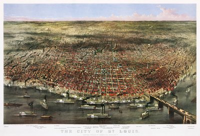圣路易斯市，约1874年（彩色石版画）。 作者 库里尔和艾夫斯