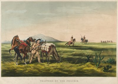 草原上的捕快/和平还是战争？1866年（彩色石版画 作者 库里尔和艾夫斯