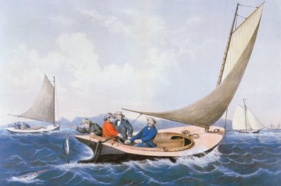 在缅因州海岸拖钓蓝鱼 作者 库里尔和艾夫斯