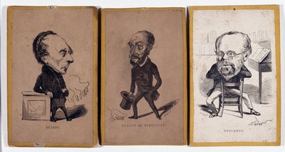3 Portraits-charge（肖像费）：Francois Pierre Guillaume Guizot（1787-1874），法国历史学家和政治家，Charles Jean-Baptiste（Jean Baptiste）Jacquot dit Eugene de Mirecourt（1812-1880），法国记者和作家，以及Pierre ——约瑟夫·蒲鲁东 作者 纳达尔