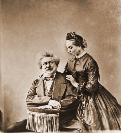 大仲马 (1802-1870 年) 和他的女儿玛丽·杜马斯 (Marie Dumas) 1831-1878 年的肖像（照片） 作者 纳达尔