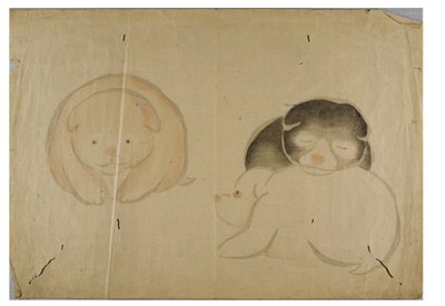 小狗 从专辑An Album of Pictures by Korin中获得。 作者 中村保中