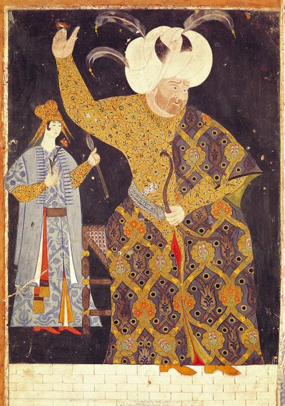 苏丹塞利姆二世（1524-74）发射弓箭的画像 作者 Nakkep，称为Nigari Reis Haydar