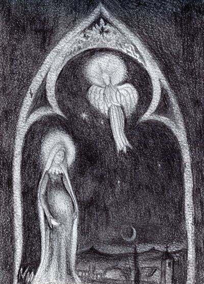 Angel Gabriel，2015，（卡片上的石墨铅笔研究） 作者 南希·莫尼兹·查拉拉姆布斯