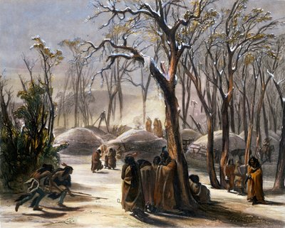 米纳塔尔的冬季村庄》，1843年 作者 纳西斯·德斯马德里尔
